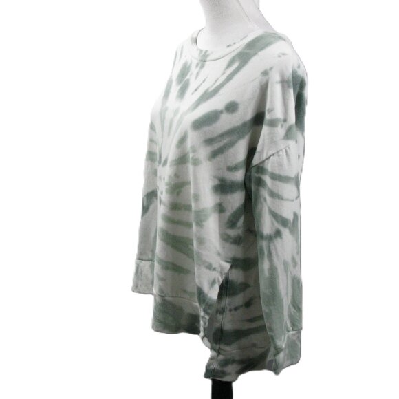90 Degree Green/White Tie Die Crew Neck Sweatshirt Size Large - Picture 3 of 6